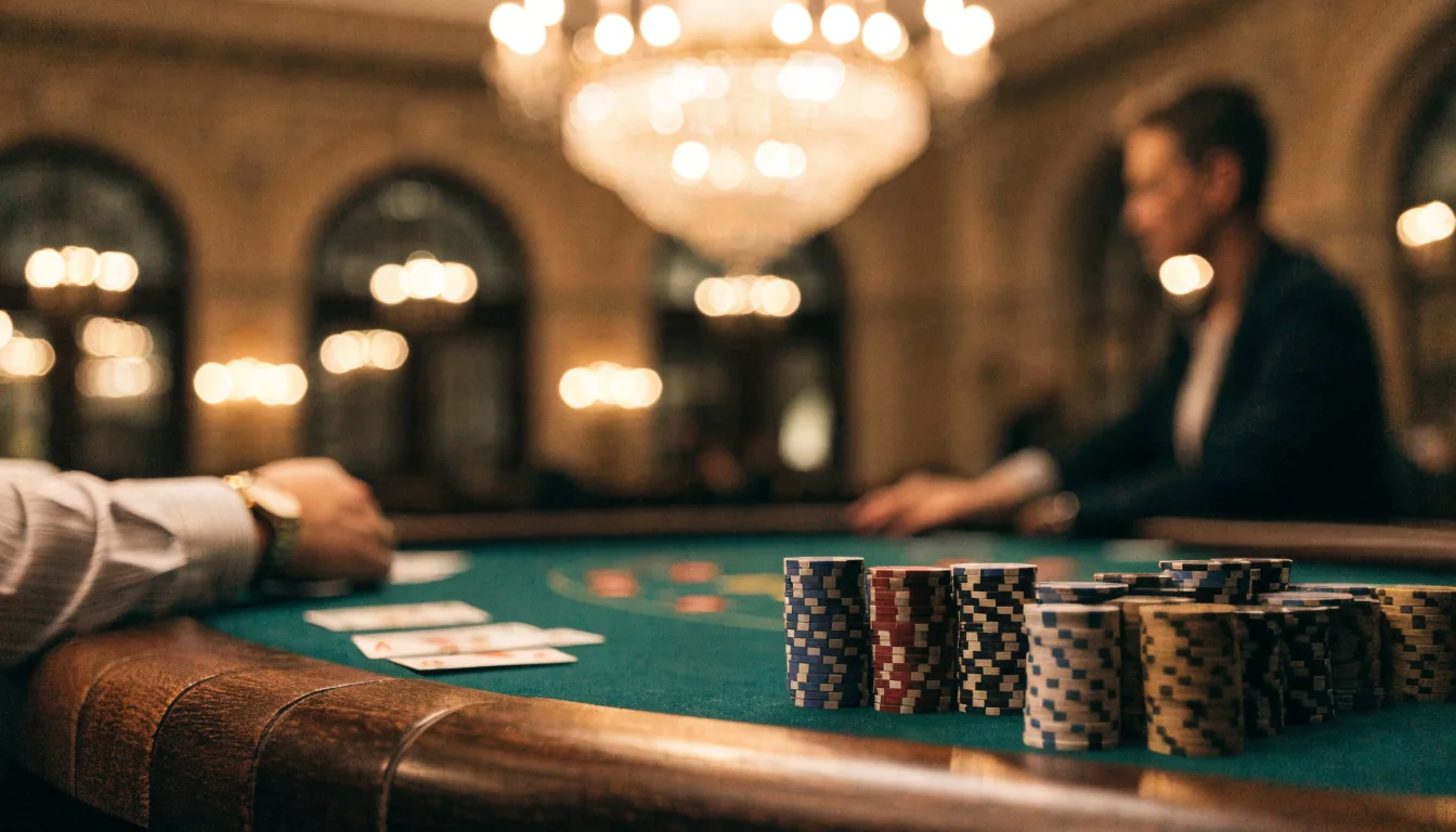 Elegáns élő blackjack asztal egy magyar kaszinóban